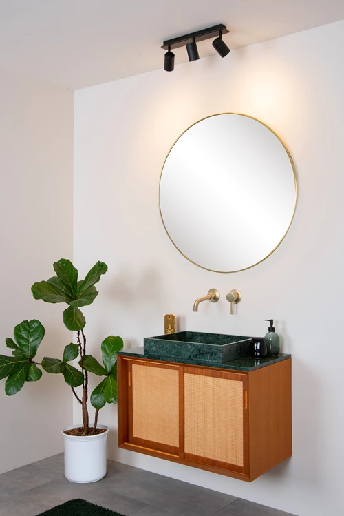 Lucide LENNERT - Ceiling spotlight Bathroom - LED Dim. - GU10 - 3x5W 3000K - IP44 - Black - atmosphere 4